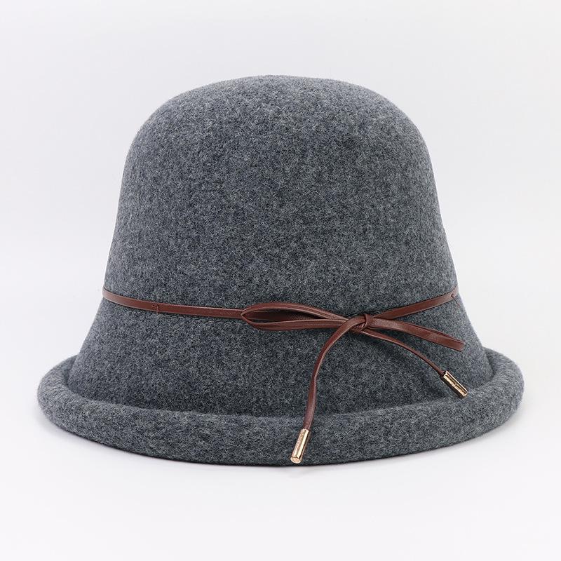 Высококачественная шерстяная шляпа-чаша, осенне-зимняя новая женская керлинговая шляпа с бантом, завязанная веревкой, рыбацкая шляпа, модная теплая шляпа на открытом воздухе, дизайнерская шляпа