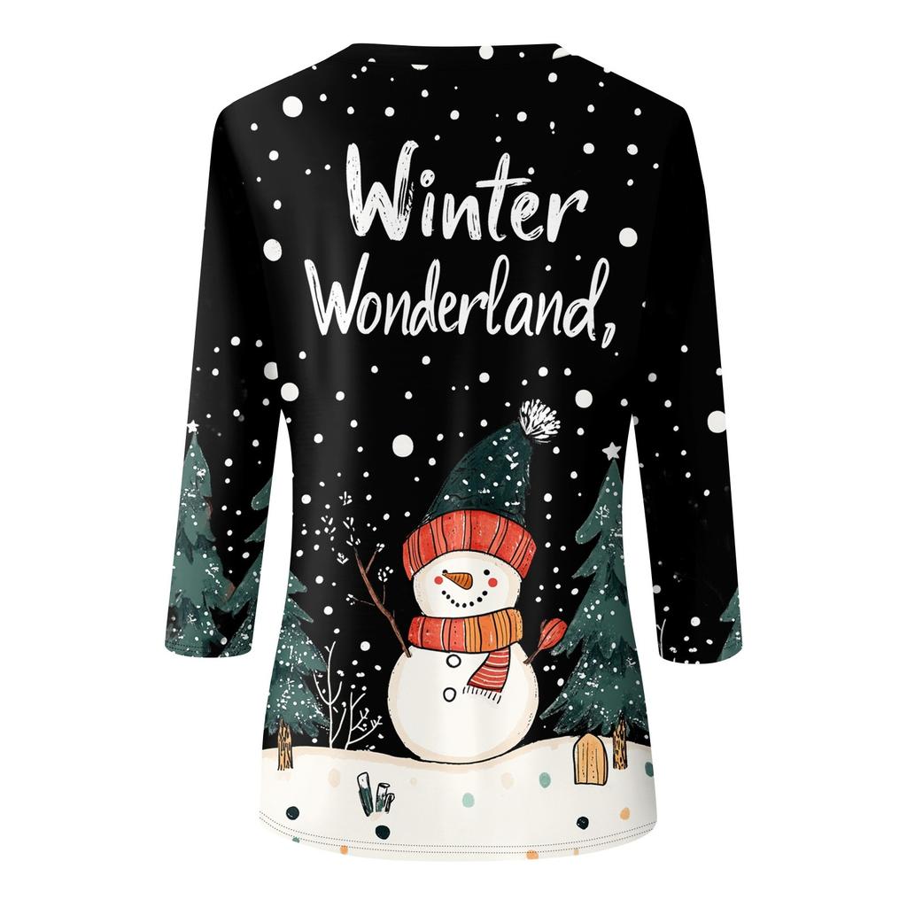 Рубашки с рукавом 3/4 для женщин, футболки с графическим принтом, блузки, повседневные базовые топы, пуловеры