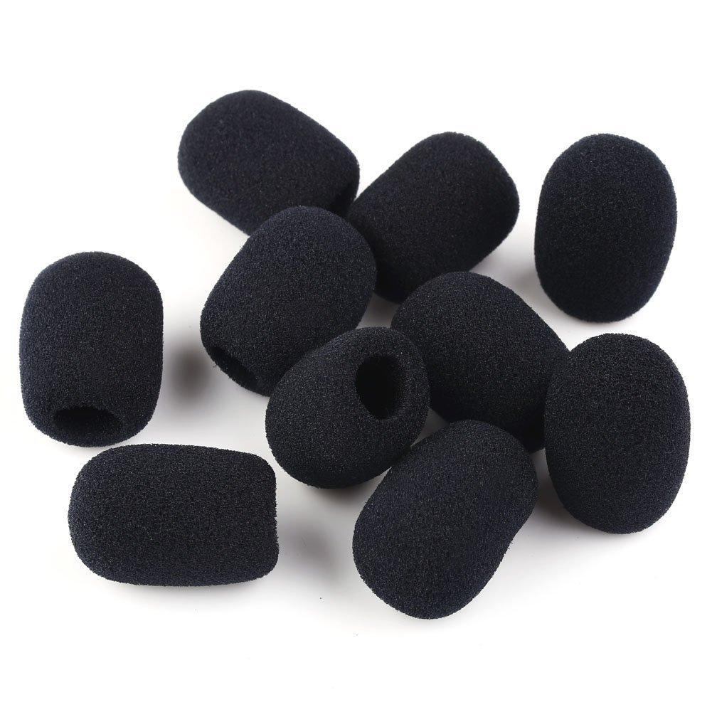 VERY100 Replacement Microphone Sponge for Headsets, Size 30 X 8mm, Set of 10, Intercom Microphone Cover, Headphone Noise Reduction, Black, Windscreen
