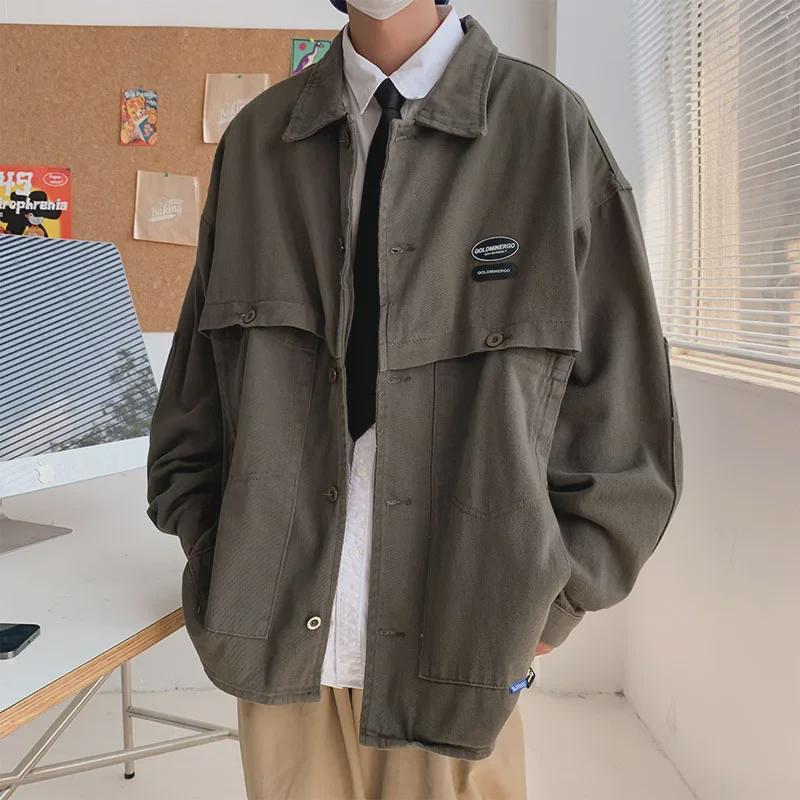 Men's Spring & Autumn Fashion Denim Jacket - Retro Hong Kong & Japanese Style, High Street Youth French Design