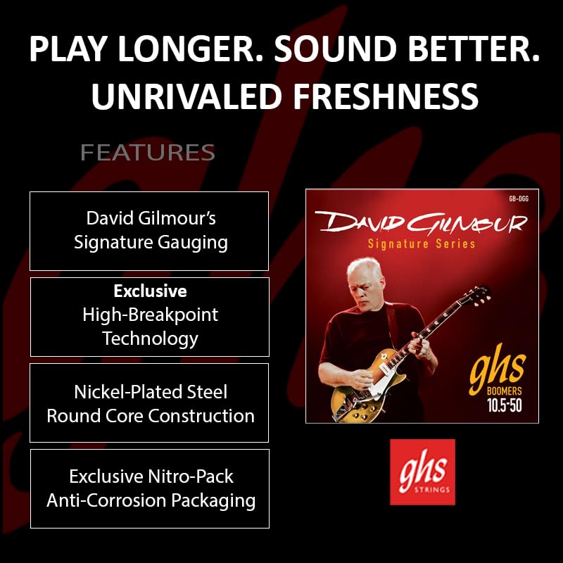 Струны для электрогитары ghs David Gilmour Signature для гитар Gibson средней мензуры, 10.5-50, GB-DGG