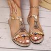 Женские сандалии в богемном стиле 2025 Лето Новые Красочные Плетеные Сандалии с бисером с круглым носком, Удобные сандалии на плоской подошве