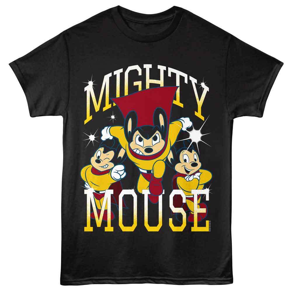 Mighty Mouse - Shining - American Classics - Black Adult Short Sleeve T-Shirt