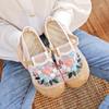 Women's Summer Comfortable Thin Breathable Mesh Shoes Patchwork Embroidered Round Toe Slip On Flats