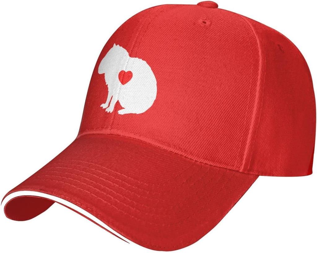 Capybara Heart Silhouette Baseball Cap Polyester Adjustable Adult Snapback Hat for Outdoor
