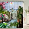 Chinese Style Natural Waterfall Landscape Shower Curtains Bathroom Curtain Waterproof Polyester Horse Bath Curtain with Hooks