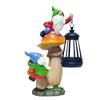 Funny Garden Gnomes Outdoor Climbing On Mushroom with Holding a Solar LED Lantern Resin Mushroom Statue for Patio Yard Lawn Porch Decor