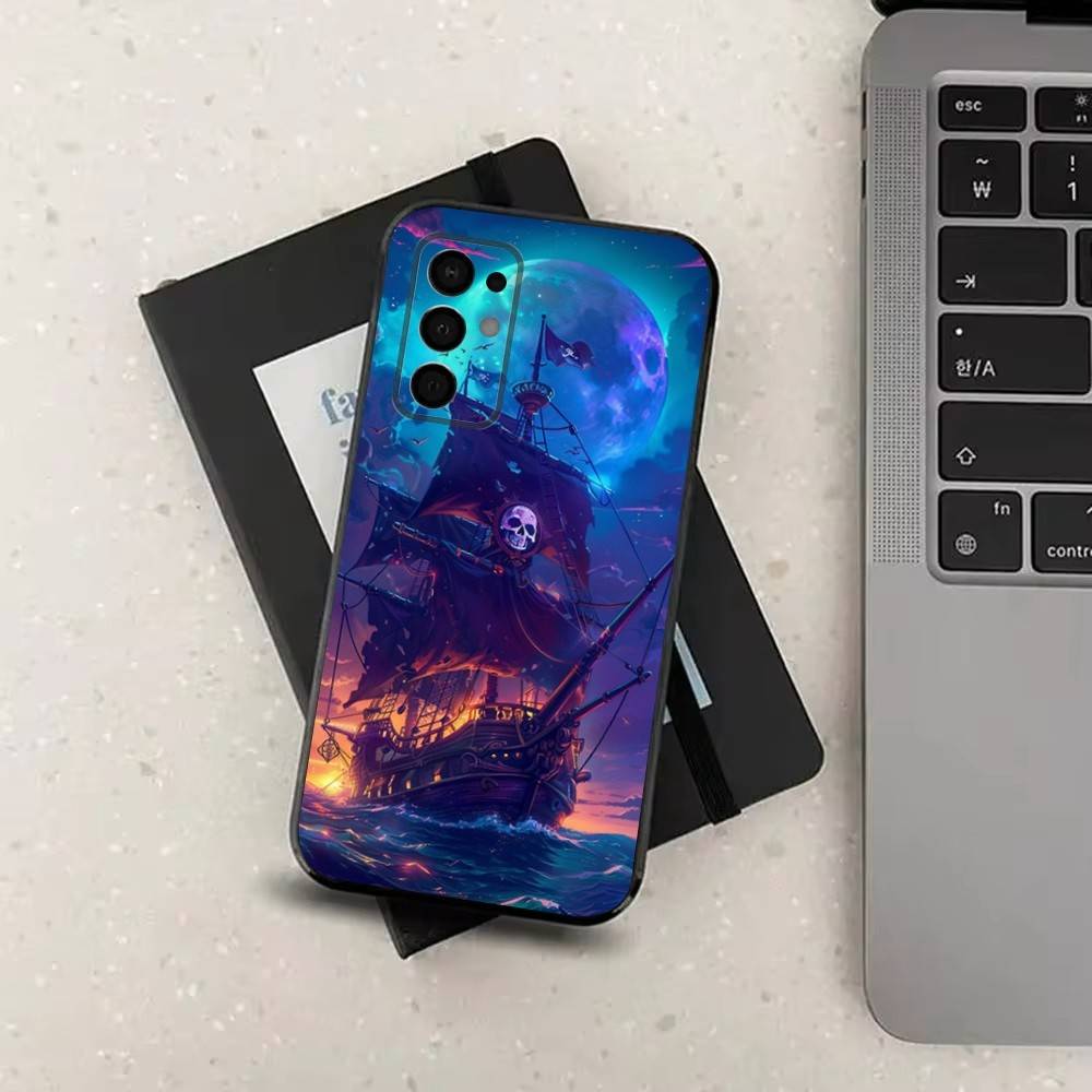 Чехол для телефона Пиратский корабль для Samsung Galaxy A73,31,32,72,41,J7,8,9,53,52,71,22,Note Мягкий черный силиконовый чехол