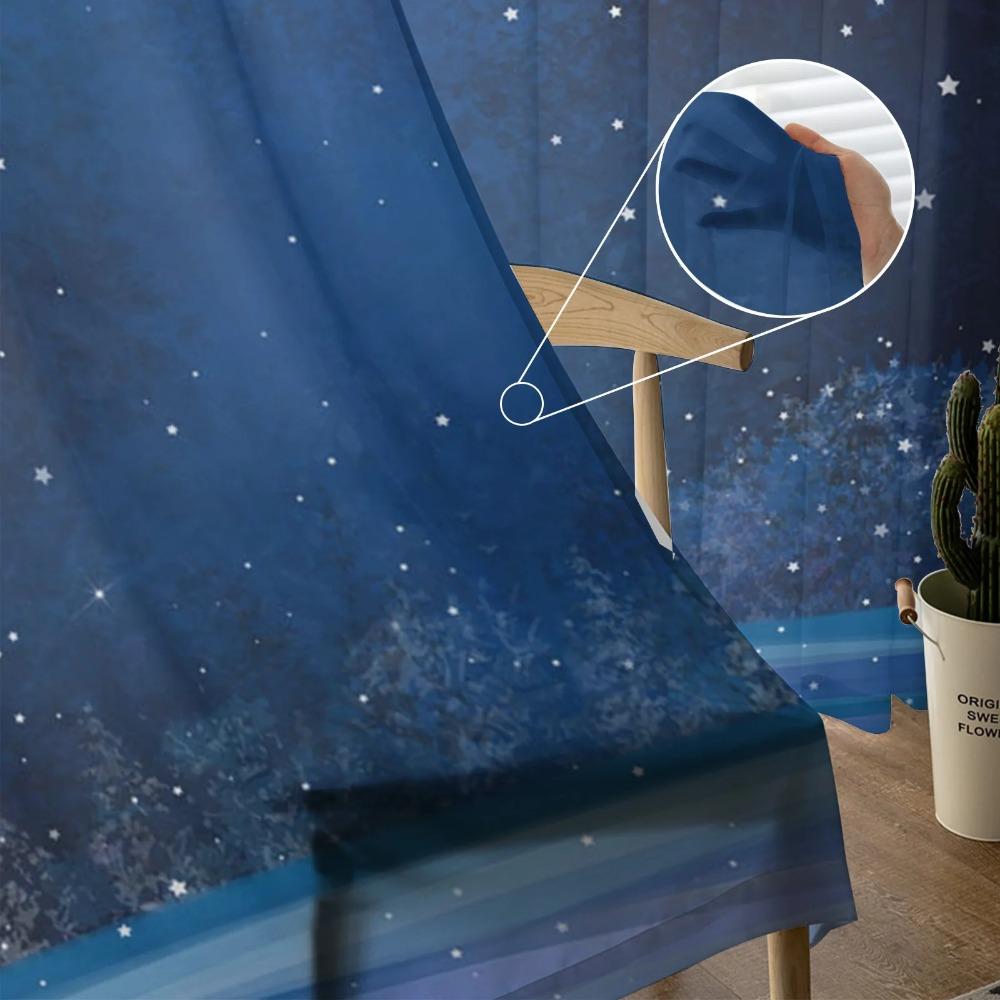 Звездное небо Луна Звезды Красивые Деревья Тюлевые Шторы для Украшения Гостиной Шифон Полупрозрачная Вуаль Кухонная Спальная Штора