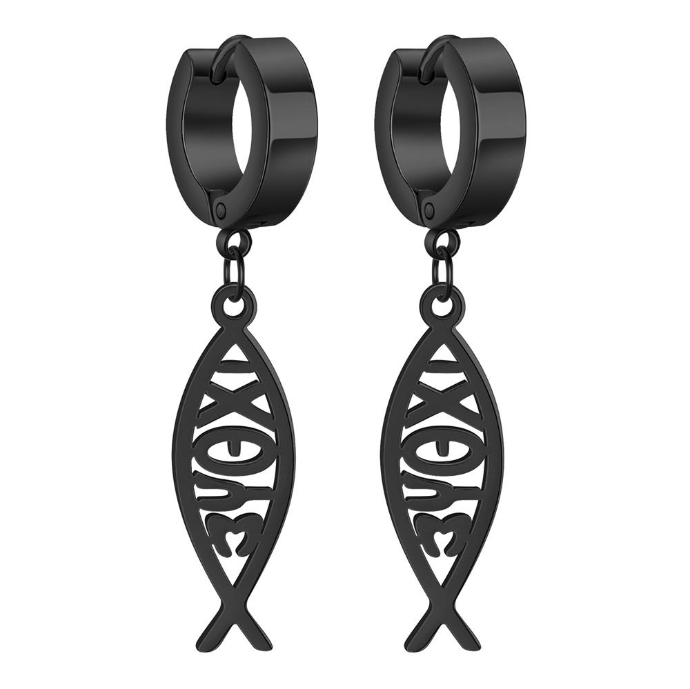 EUEAVAN Серьги-подвески из нержавеющей стали Ichthys Рыба Иисуса для женщин и мужчин Христианский символ Кольца Амулет Религиозные украшения