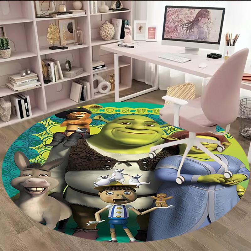 1pc Shrek1 Print Round Carpet Chair Round Carpet Suitable for Bedroom Living Room Home Decorative Carpet