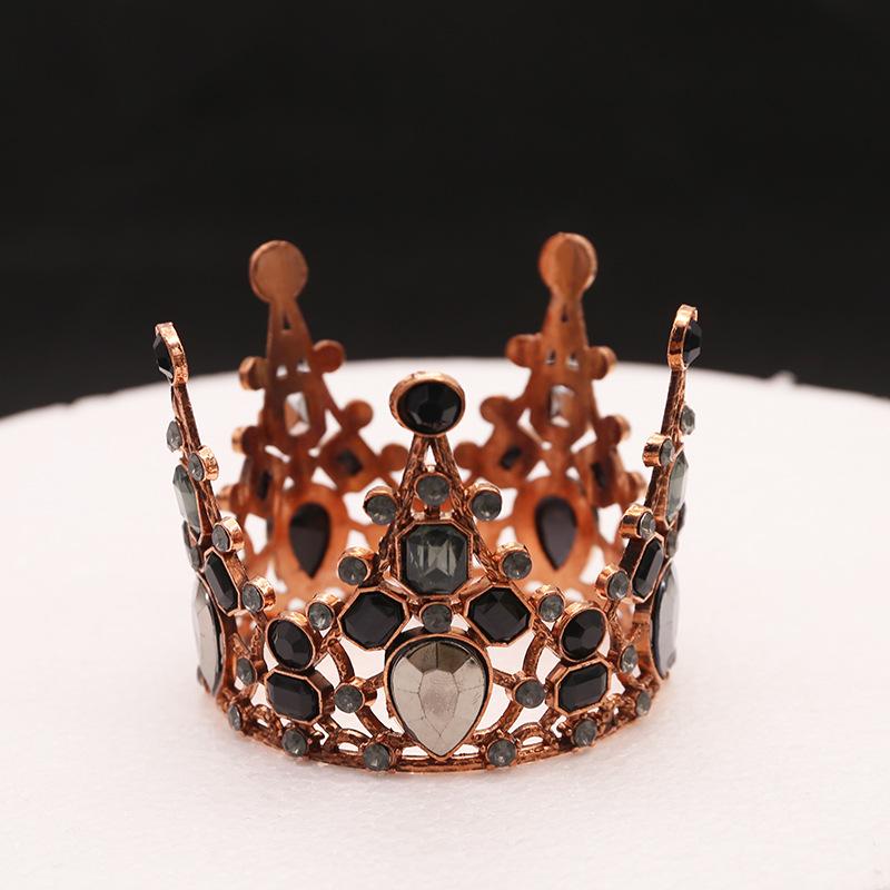 Ретро медный барочный торт украшения корона день рождения круглая детский головной убор для выступлений черная женская золотая корона