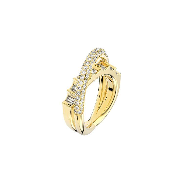 Swarovski Модное Трендовое Кольцо с Смешанной Огранкой для Женщин Золотое 5661057