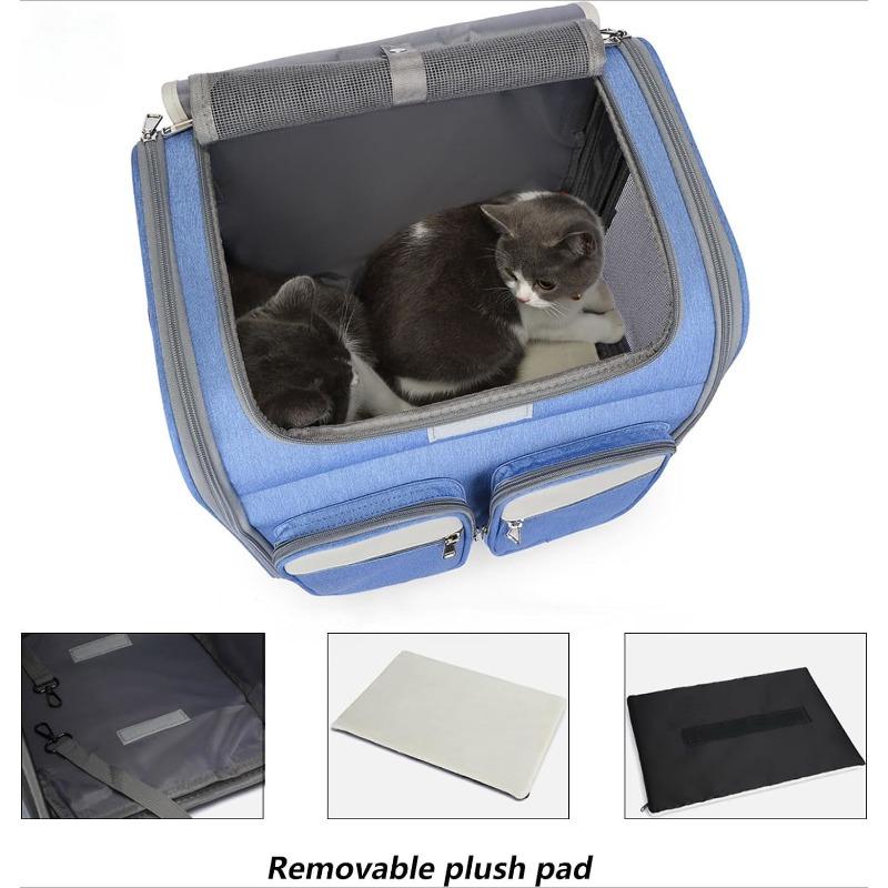 Рюкзак-переноска для домашних животных на колесах, рюкзак-переноска для маленьких собак и средних кошек, вмещает до 17 фунтов, со съемными колесами