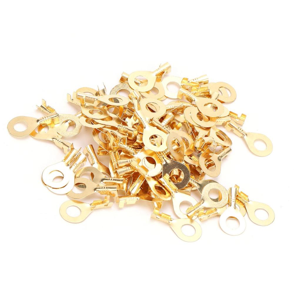 100Pcs M6 6.2mm Eye Terminal Brass Brass Ring Cold Pressed Terminal Cable Connecting