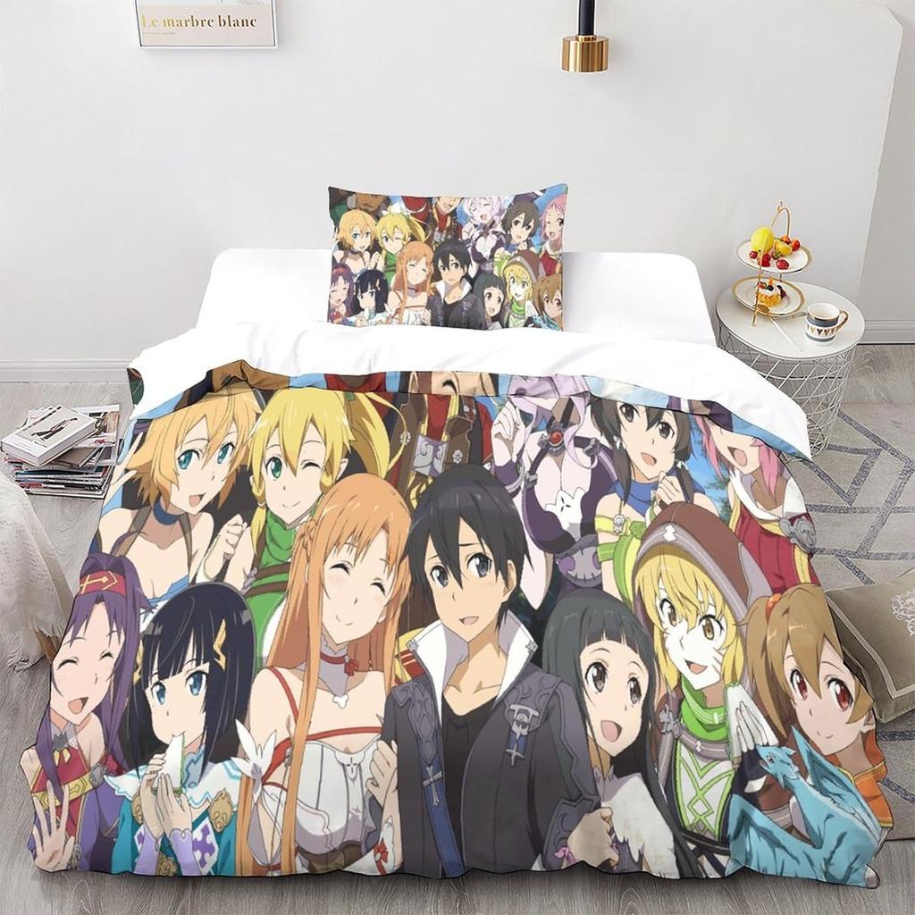 Аниме Sword Art Online Пододеяльник Наволочка Комплект постельного белья Взрослый Мальчик Девочка Украшение спальни Детский подарок Односпальный Двуспальный Размер