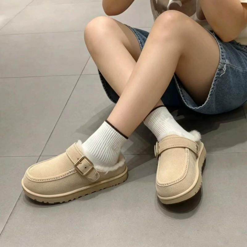 Soft Slip-on Mules Women 2026 Fall Winter Comfortable Lightweight Fuzzy Shoes Round Toe Thick Sole