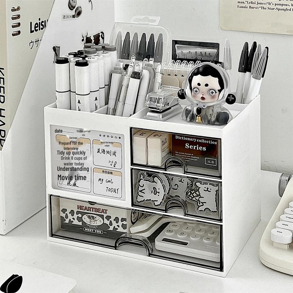 Acrylic Desktop Organizer: Drawer-Type Student Punch Clock & Pen Holder