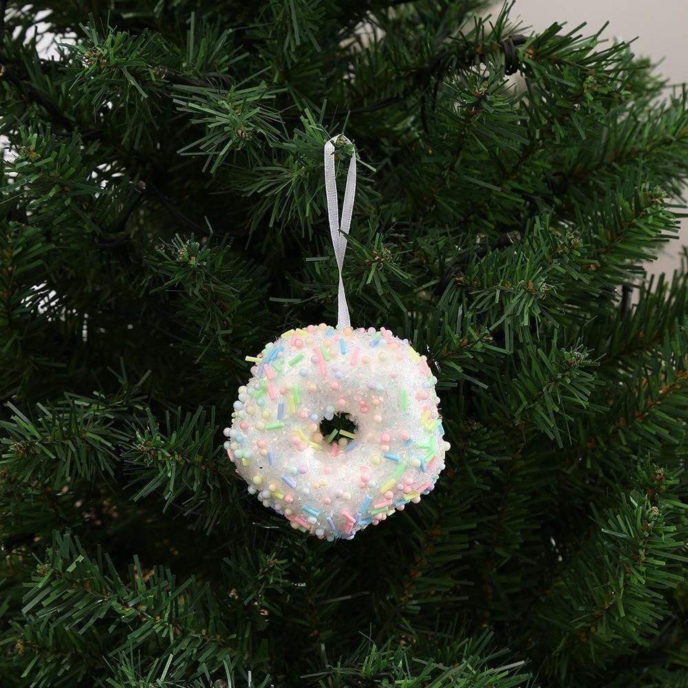 Flocking Xmas Tree Decor DIY Ice Cream Pendant Creative Candy Cane Ornament Home Decor