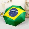 Brazilian Flag Artwork Compact Travel Automatic Umbrella Folding Umbrella with 8 Ribs Sturdy Construction for Outdoor Daily Use Fashionable Accessory