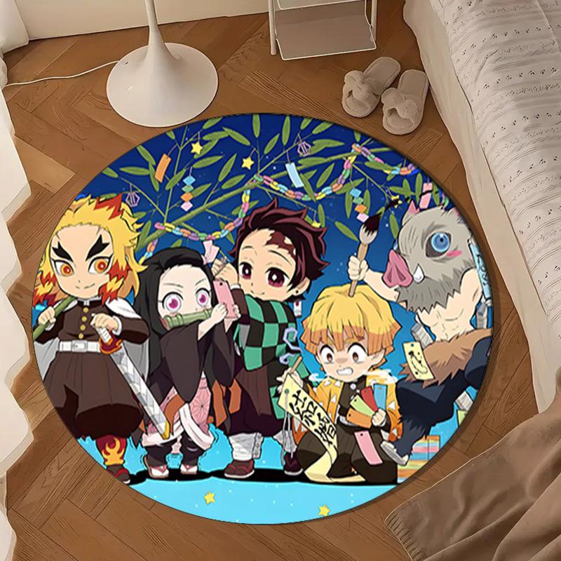 Happy Birthday Celebration Demon Round mat, Anti-slip Circle Carpet Chair rug For livingroom,Bedroom, doormat home decor Gift Christmas Gifts