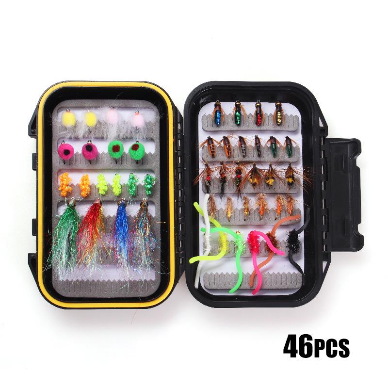 Набор из 76/88/147 приманок для нахлыстовой рыбалки с двухслойной водонепроницаемой коробкой
