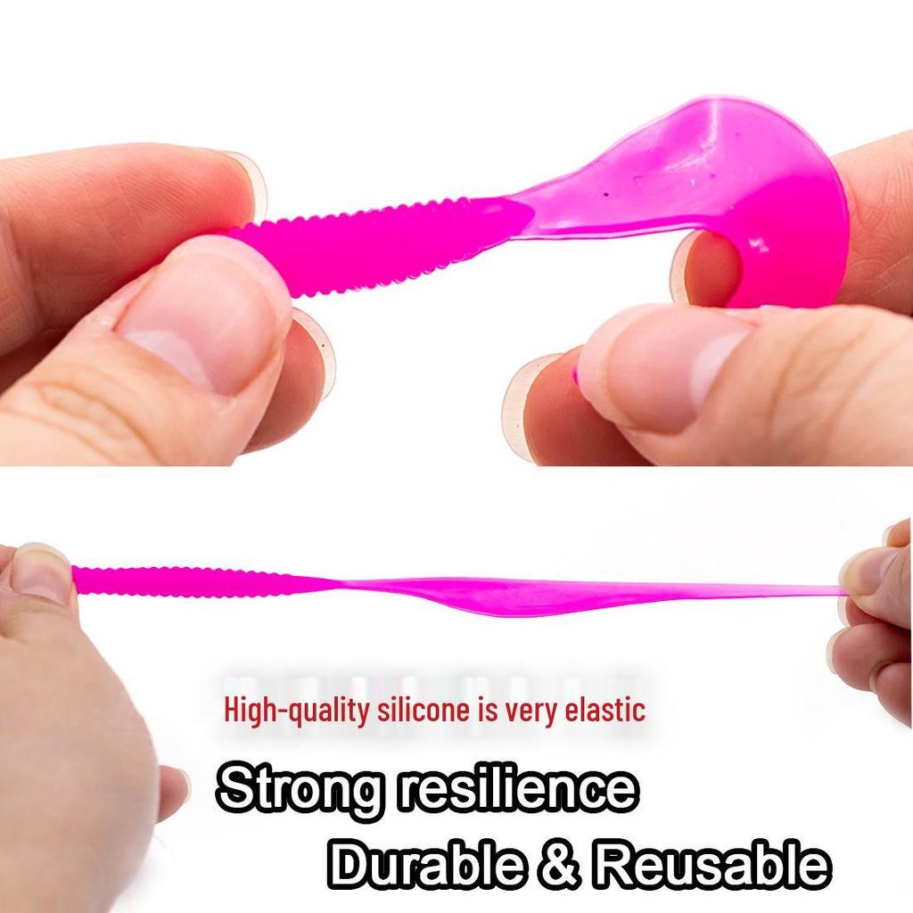 Silicone Ribbed Curly Tail Soft Bait – 15 Piece Bag