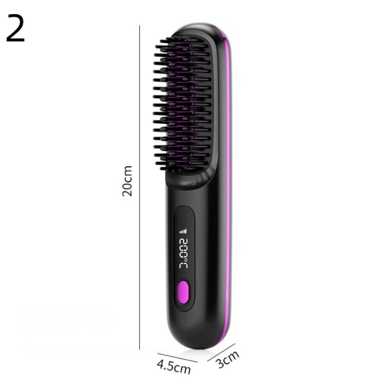 Convenient Cordless Hair Straightener Brush with LCD for Home or Travel Styling Anytime Anywhere
