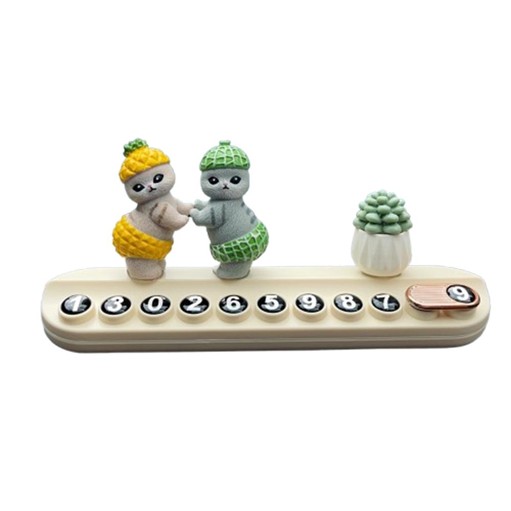 Creative Car Dashboard Ornament Fruit Dance Cat Car Temporary Stop Sign Moving License Plate