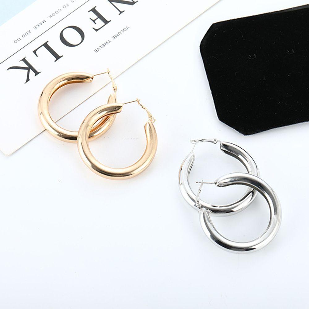 Женские Рок Толстая Трубка Цинковый Сплав Цинка Минималистичные 50мм Ювелирные Серьги-Кольца Большой Круг Мода