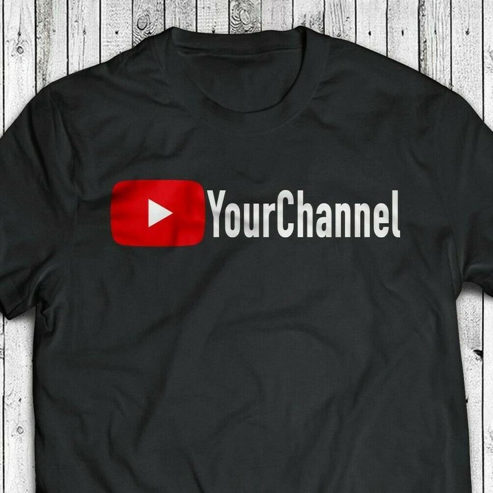 YouTube Channel YOUR TEXT CUSTOM Play Button- Youtuber Vlogger T-shirt (S-5XL)