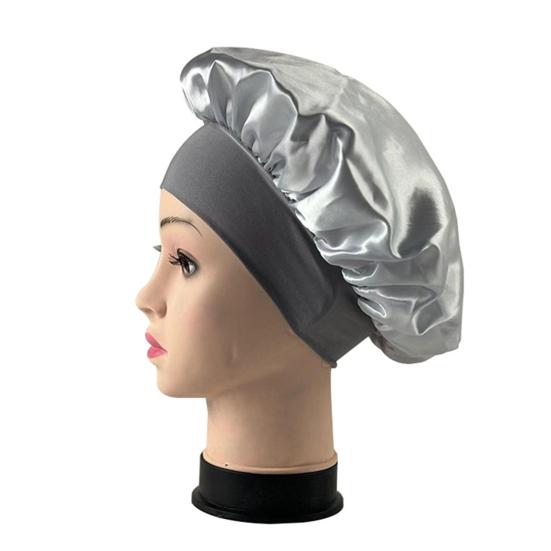 Ночной колпак с эластичной широкой лентой, очень большой спальный атласный капор, гладкий, высокий