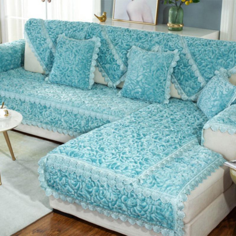 Зимняя подушка для дивана, простой универсальный чехол для дивана, тканевый нескользящий чехол, утолщенная плюшевая универсальная подушка