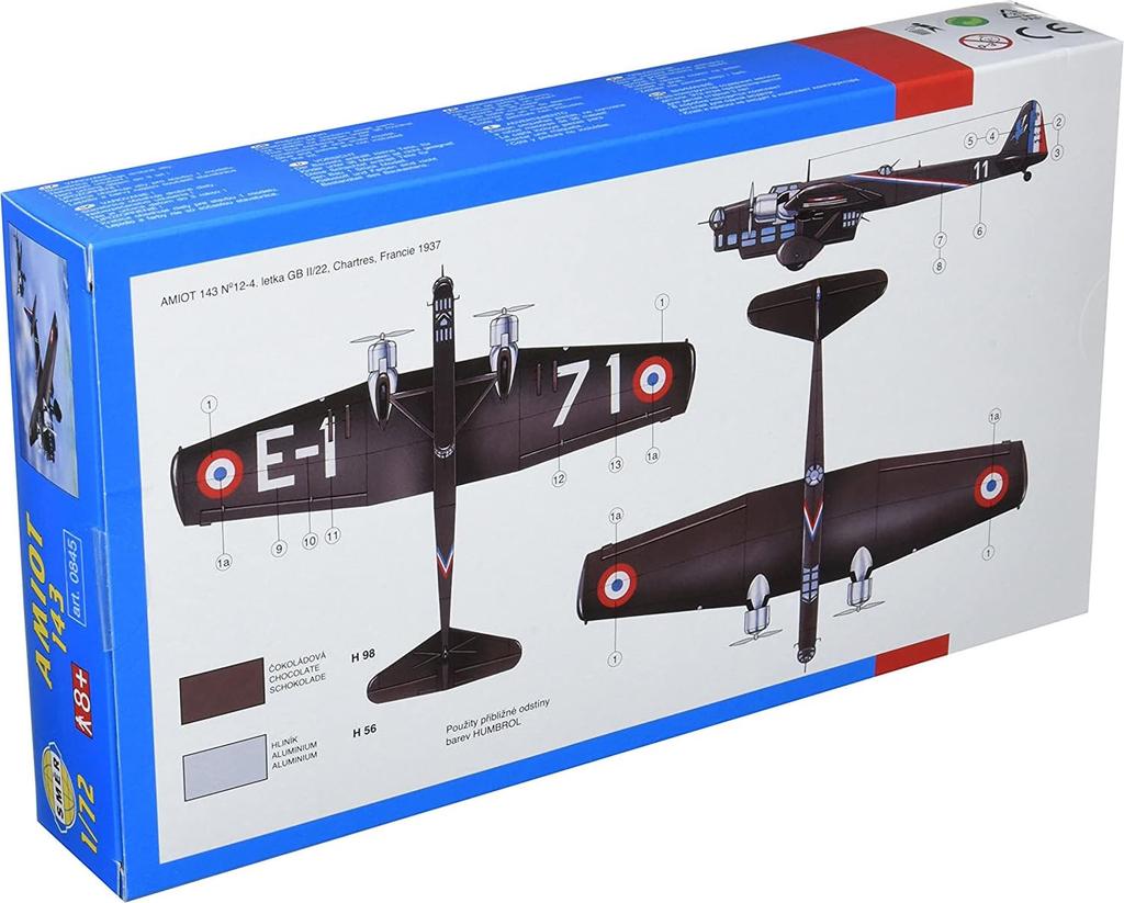 semer Французский бомбардировщик Amio 143 Пластиковая модель SME72845 1/72 Двухмоторный