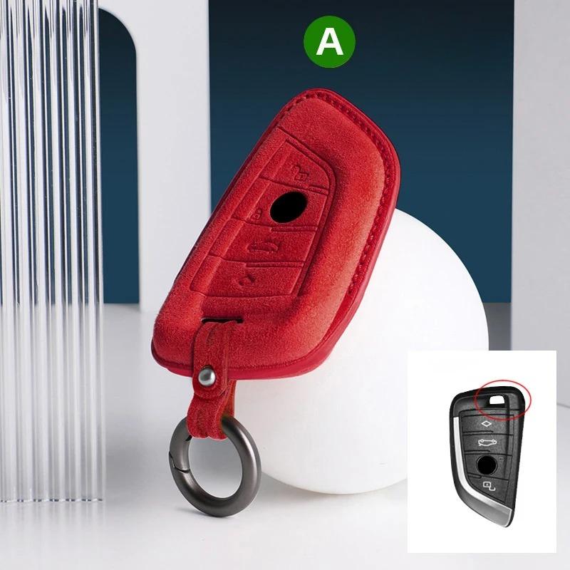 Car Key Case Cover for BMW 3 5 Series X1 X2 X3 X4 X5 X6 X7 F30 F90 F10 G30 G60 E60 F48 F39 E70 F15 F16 325li 530 Suede Keychain