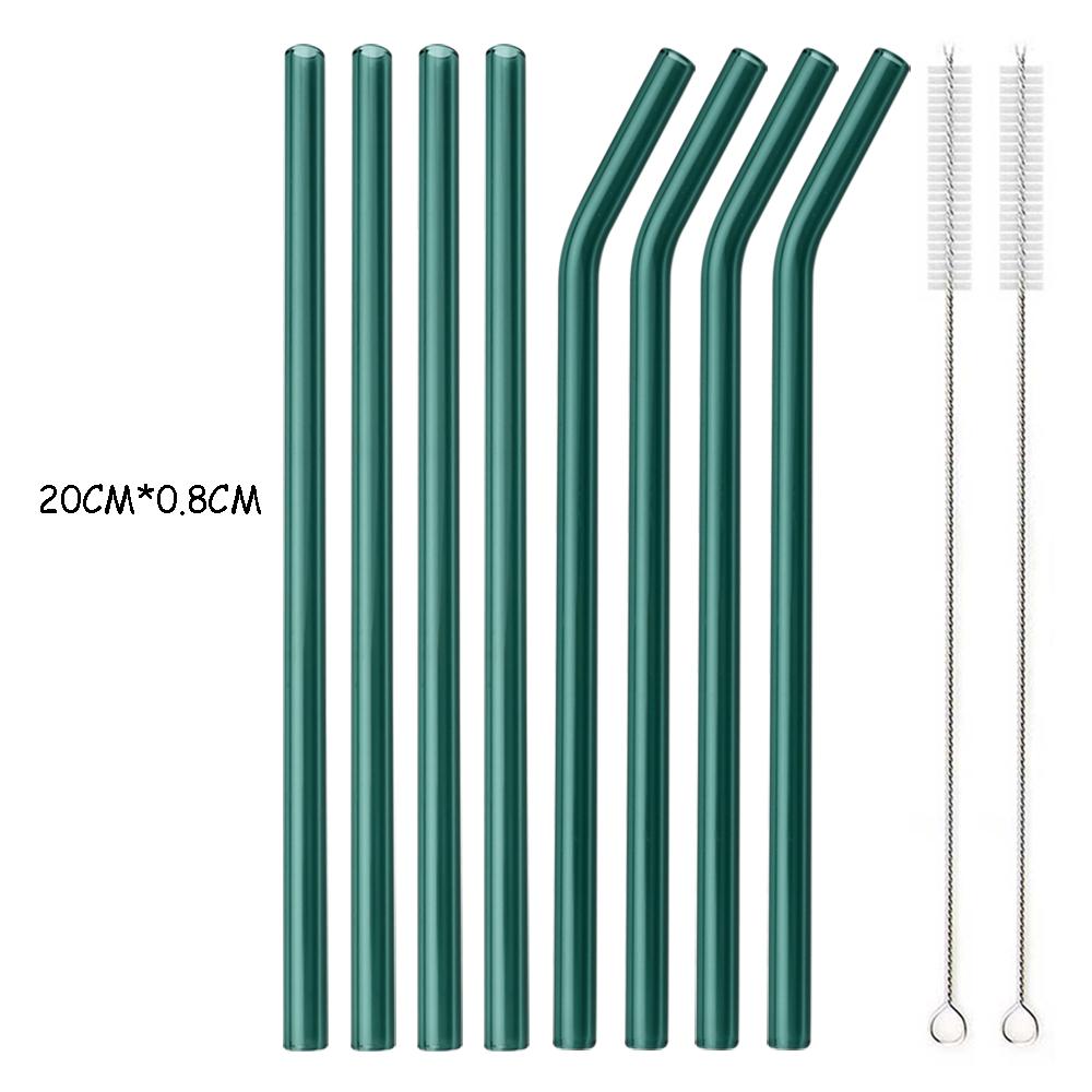 4/8 шт. набор соломинок из боросиликатного стекла, многоцветные многоразовые стеклянные экологически чистые соломинки для коктейлей, смузи