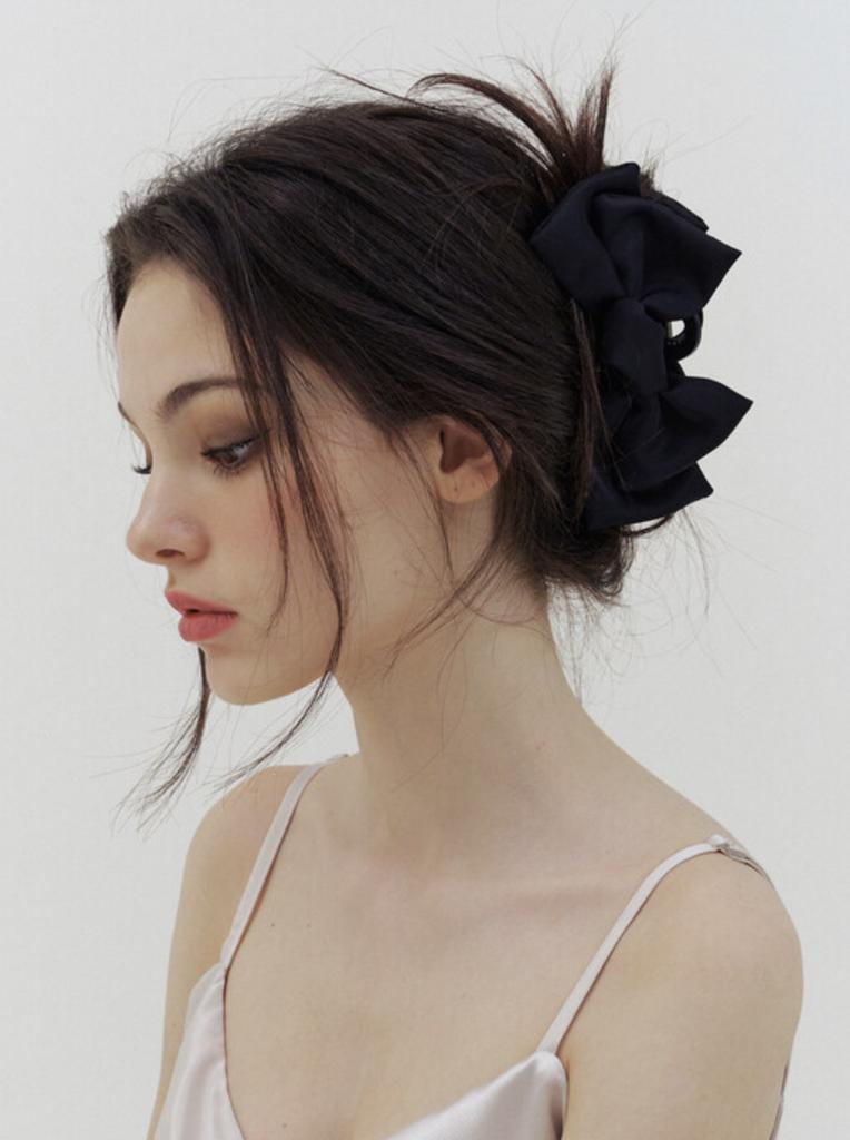 Kindababy Double Black Ribbon Hair Claw