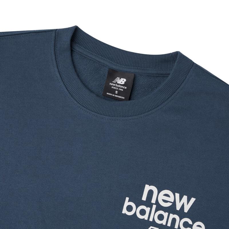 New Balance Sweatshirts Men's Marine Blue Crew Neck Moderate Straight Fit MT33535-NNY