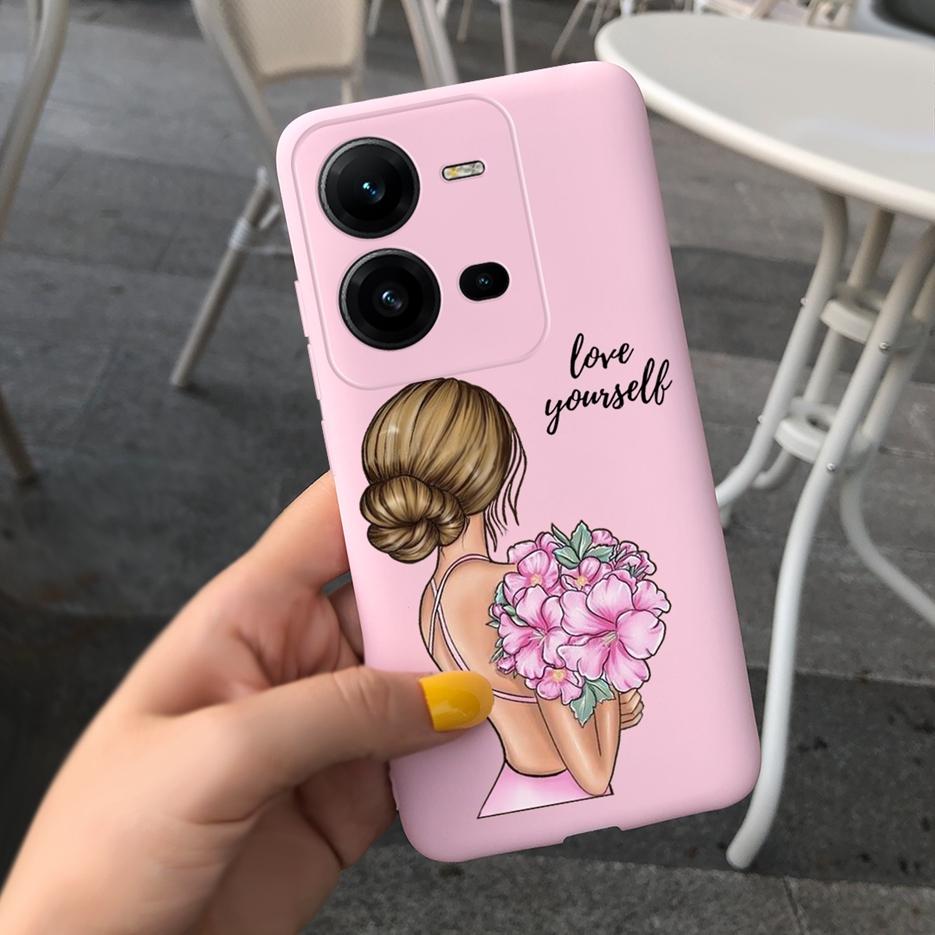 Чехол для Vivo V25 V25e Милый Модный Мультяшный Девочки Подсолнух Мягкий Силиконовый Чехол для Телефона Для Vivo V25 V 25 VivoV25e Задняя Крышка Coque