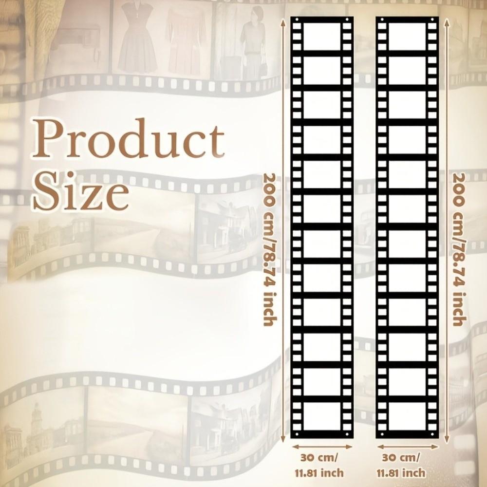 2Pcs Theater Themed Movie Night Film Strip Banner Movie Photo Frame Banner Festival Gathering