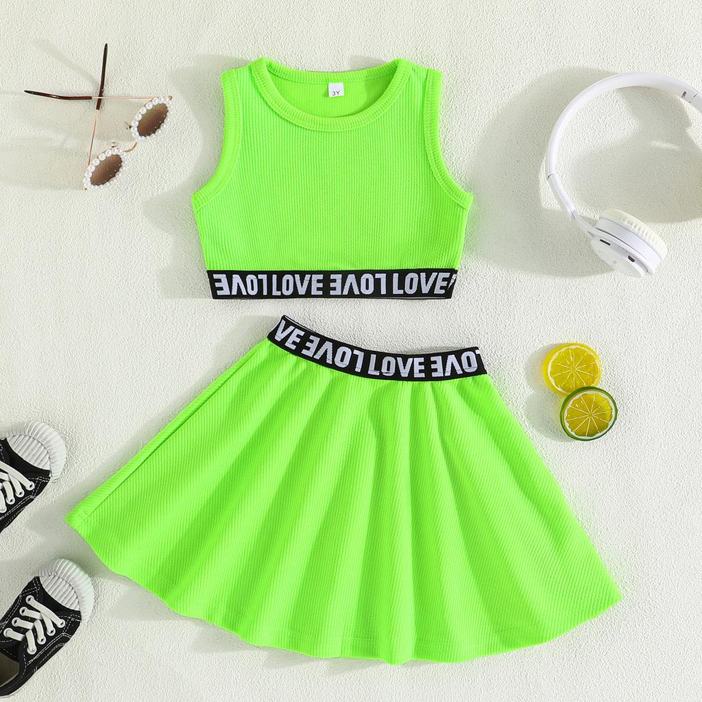 New Kids 3-7Y Summer Clothing Beach Style Girl's Suit Skirt Sweet Sports Style Skirt Suit