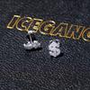 European and American Full Diamond Dollar Stud Earrings Men's High Sense Personality Hip Hop Earrings Women's Trendy Versatile Zircon Earrings