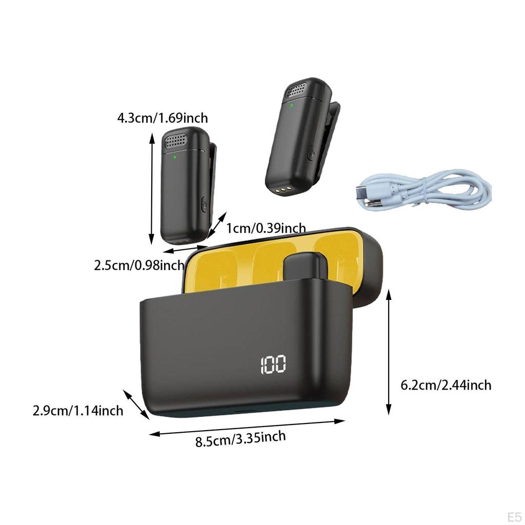 2Pcs Wireless Lavalier Microphone Double Noise Reduction for Vlog Interview