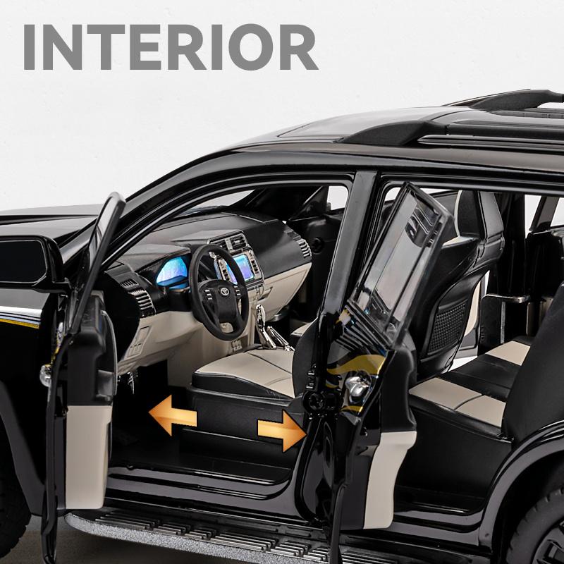 1/18 Scale Toyota Prado SUV Off-road Vehicle Alloy Scale Car Model Diecast Metal Sound and Light Collection Children Toy Car Vehicle Gift