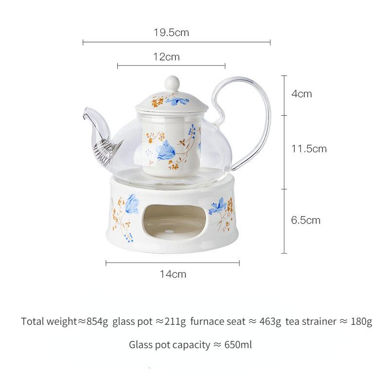 Керамический стеклянный цветочный чайник в европейском стиле с подогревом свечей, набор для заваривания фруктов и цветов