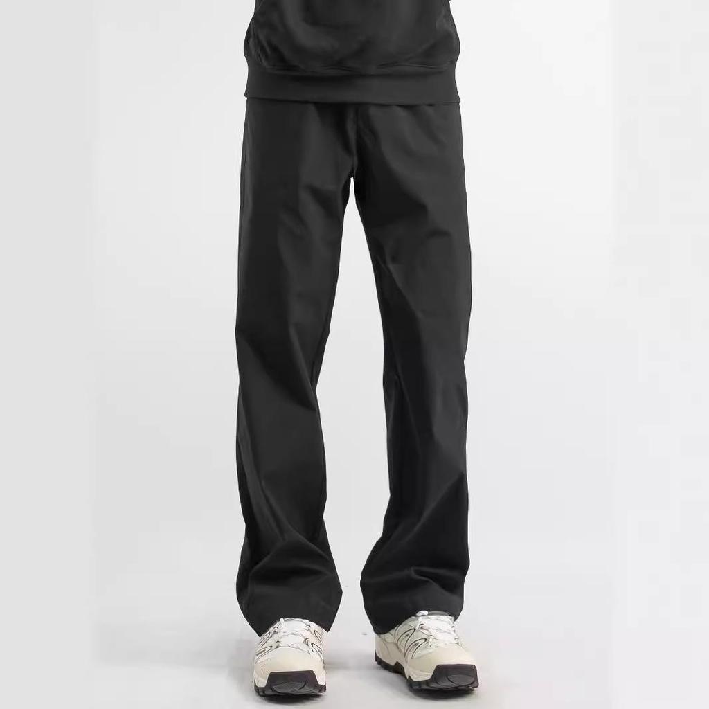 2025 Мужские повседневные черные спортивные брюки для улицы - Прямые, однотонные, идеально подходят для весенних и осенних мероприятий