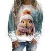 Tops For Women 3D Cute Squirrel Print Round Neck Long Sleeve T-shirt Fall Casual Women's Long Sleeve Top for Christmas
