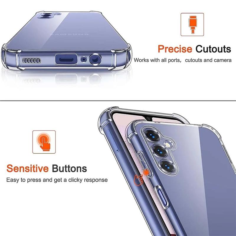Clear Shockproof Airbag Silicone Case For Samsung Galaxy A05S A04S A04E A14 A24 A34 A54 A23 A33 A53 A73 S21 S22 S23 Ultra Plus FE Soft TPU Back Cover