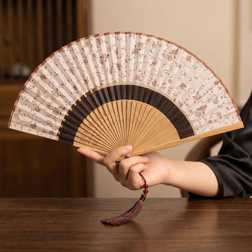 Portable Chinese Style Fan Vintage Bamboo Fan Gift Fan Folding Fan Scenic Area