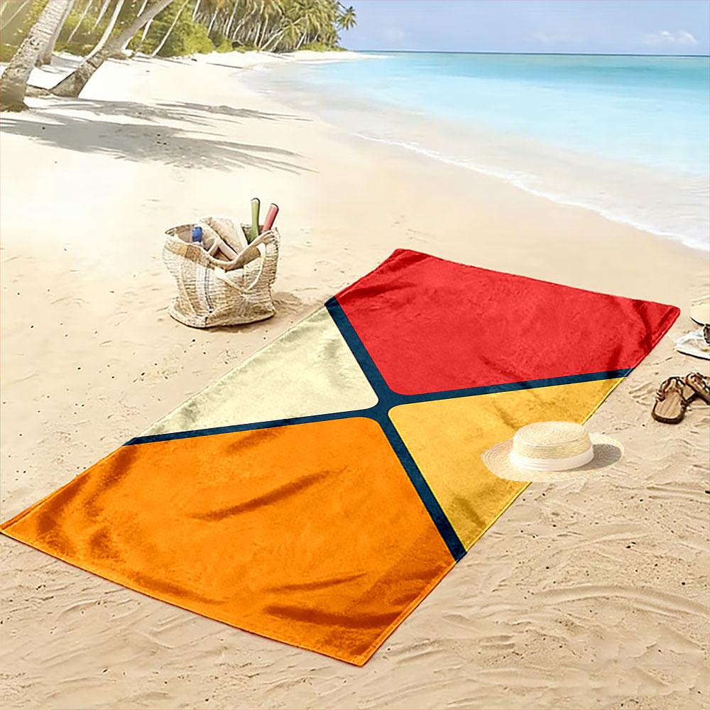 Geometric Color Block Towel Beach Towel Quick-drying for Travel Outdoor Sports Jogging Beach and Swimming
